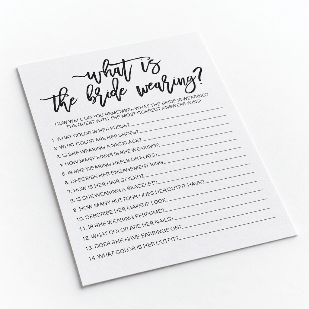 What Is The Bride Wearing Bridal Shower Game