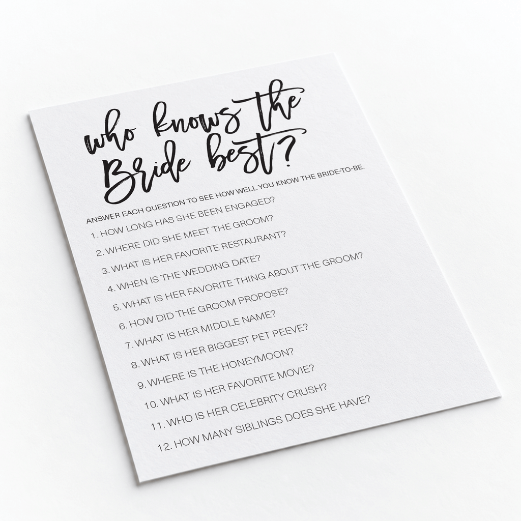 Who Knows The Bride Best Bridal Shower Game