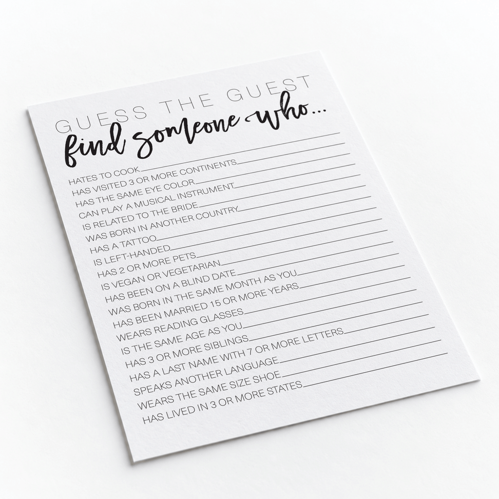 Guess The Guest Bridal Shower Game