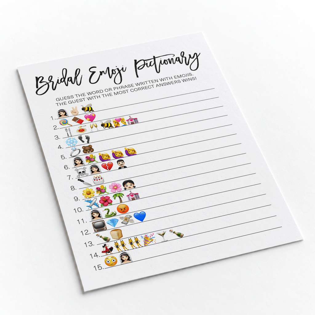 Bridal Emoji Pictionary Bridal Shower Game