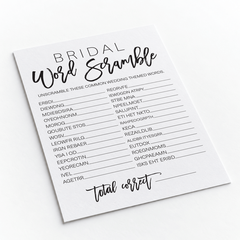 Bridal Word Scramble Bridal Shower Game