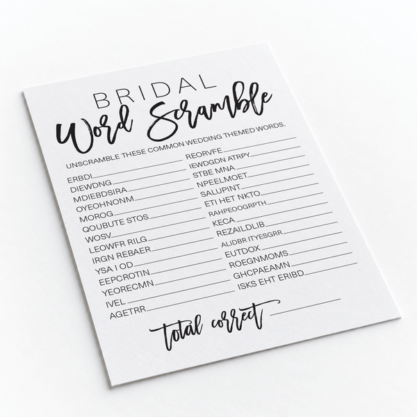 Bridal Word Scramble Bridal Shower Game