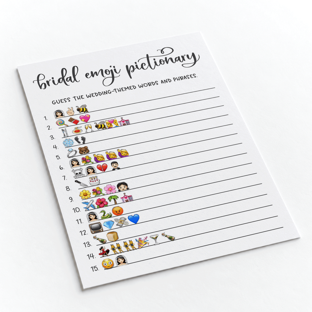 Bridal Emoji Pictionary Bridal Shower Game