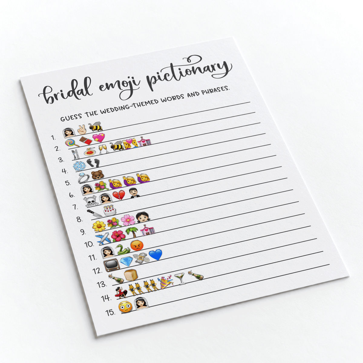 Bridal Emoji Pictionary Bridal Shower Game