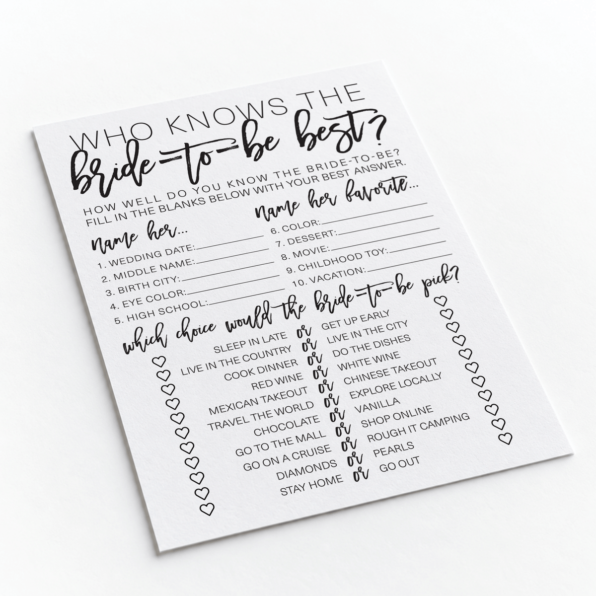 Who Knows The Bride-To-Be Best Bridal Shower Game