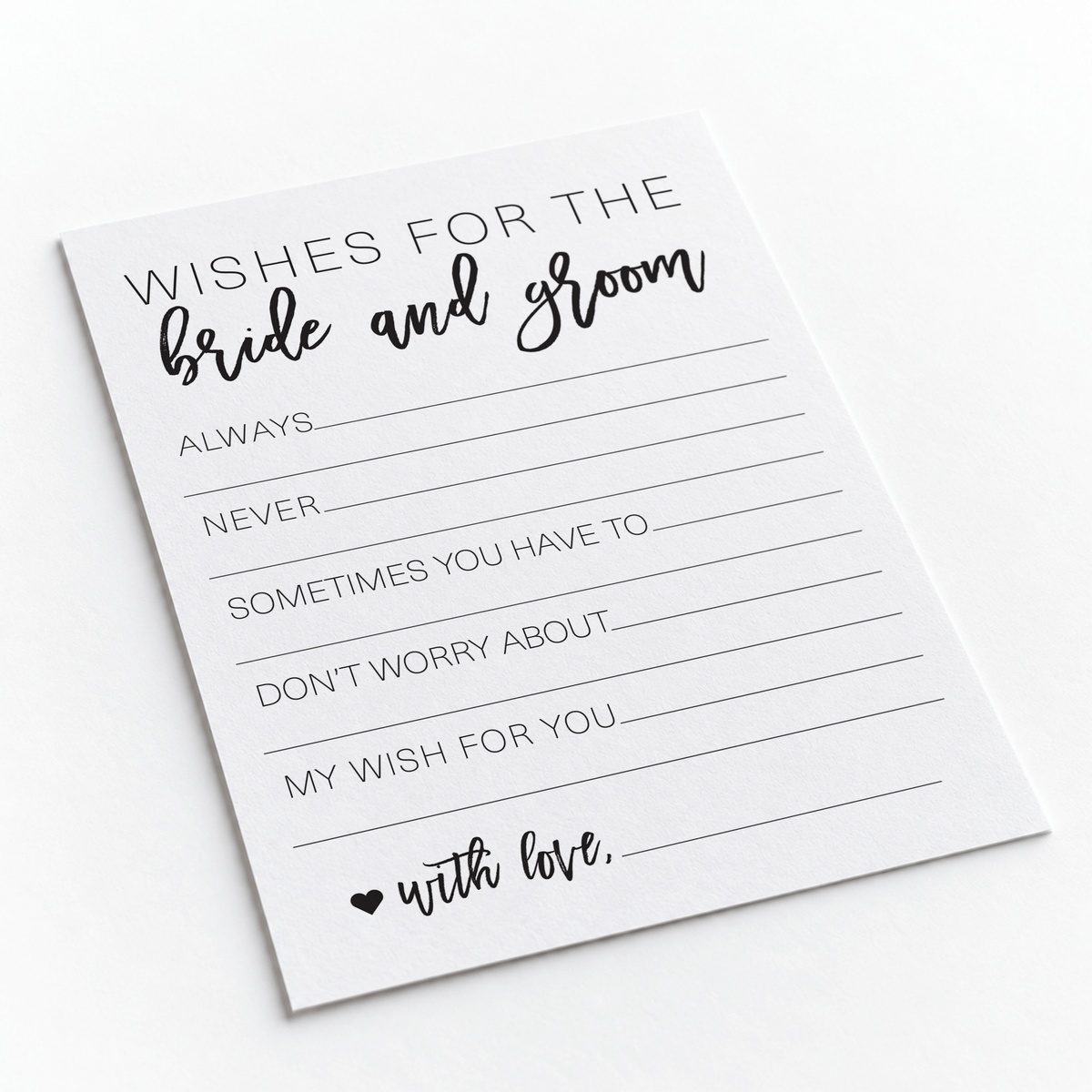 Wishes for the Bride and Groom Bridal Shower Activity