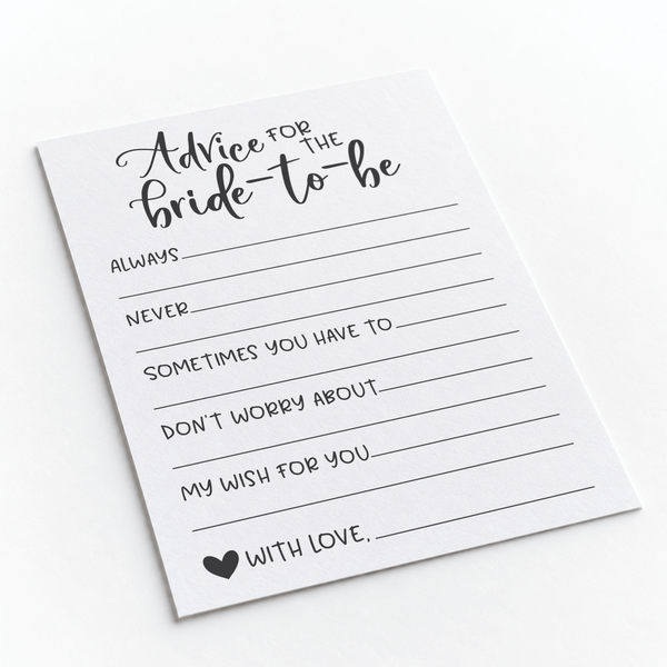 Advice for the Bride Bridal Shower Activity