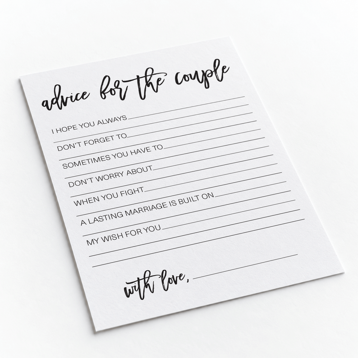 Advice for the Couple Bridal Shower Activity