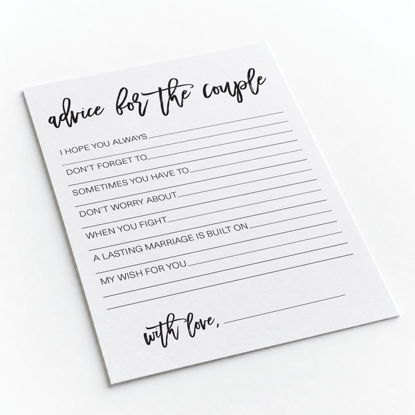 Advice for the Couple Bridal Shower Activity