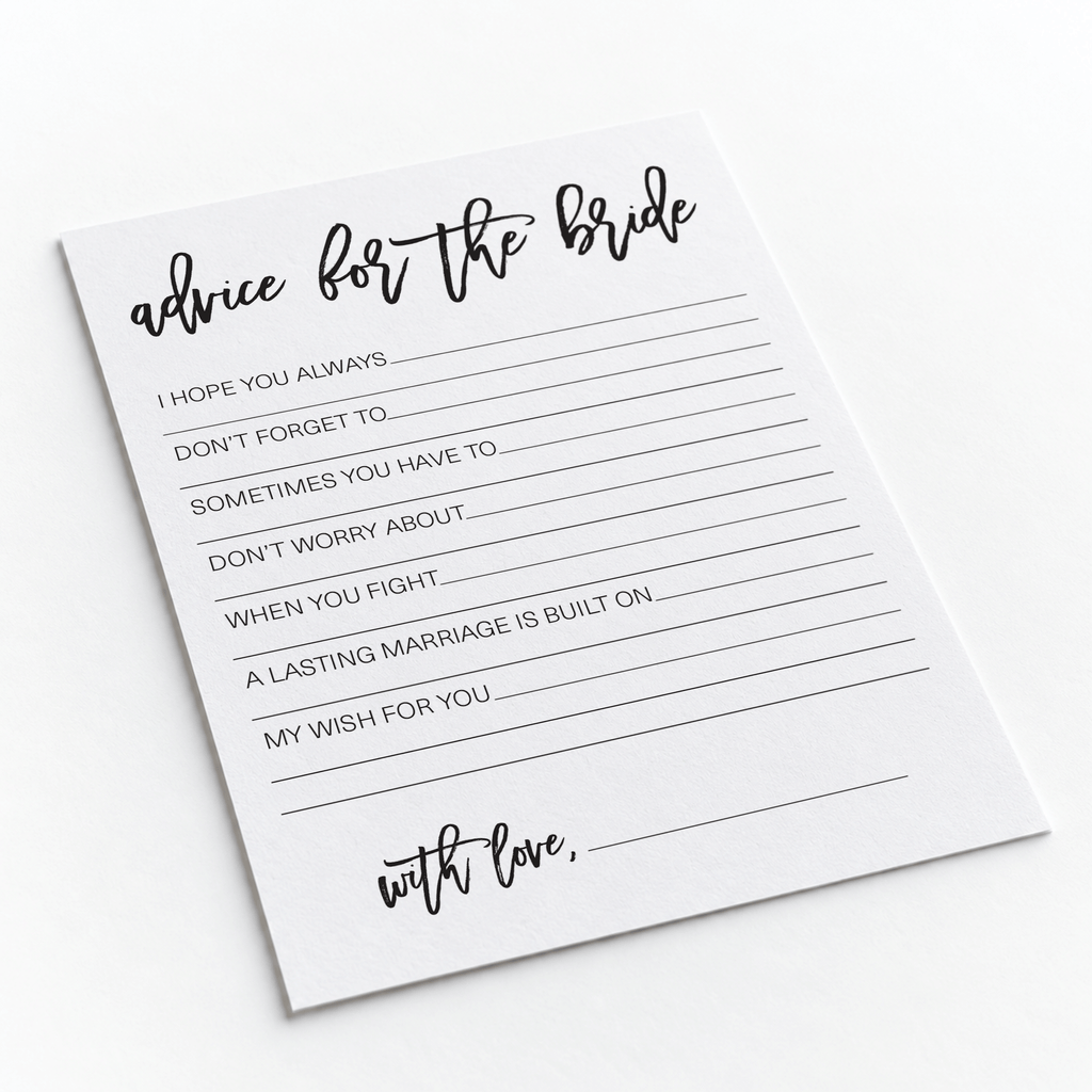 Advice for the Bride Bridal Shower Activity