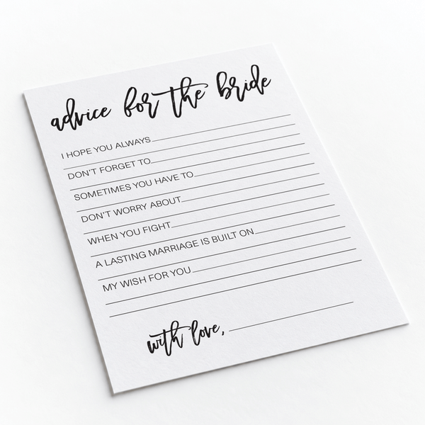Advice for the Bride Bridal Shower Activity