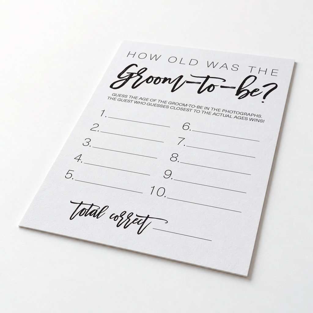 How Old was the Groom-to-be Bridal Shower Game