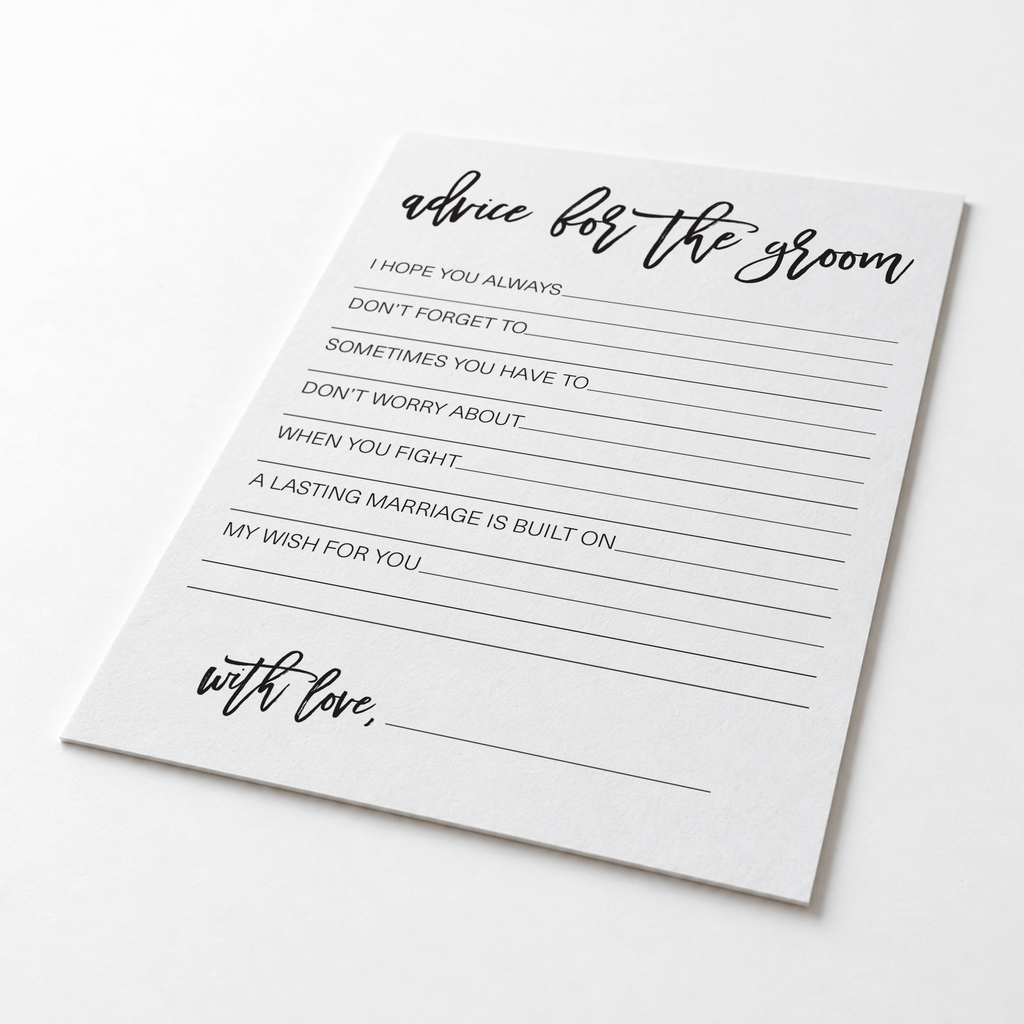 Advice for the Groom Bridal Shower Activity
