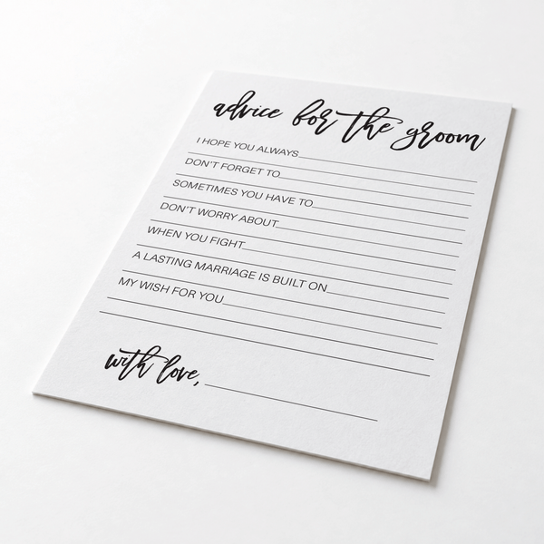 Advice for the Groom Bridal Shower Activity