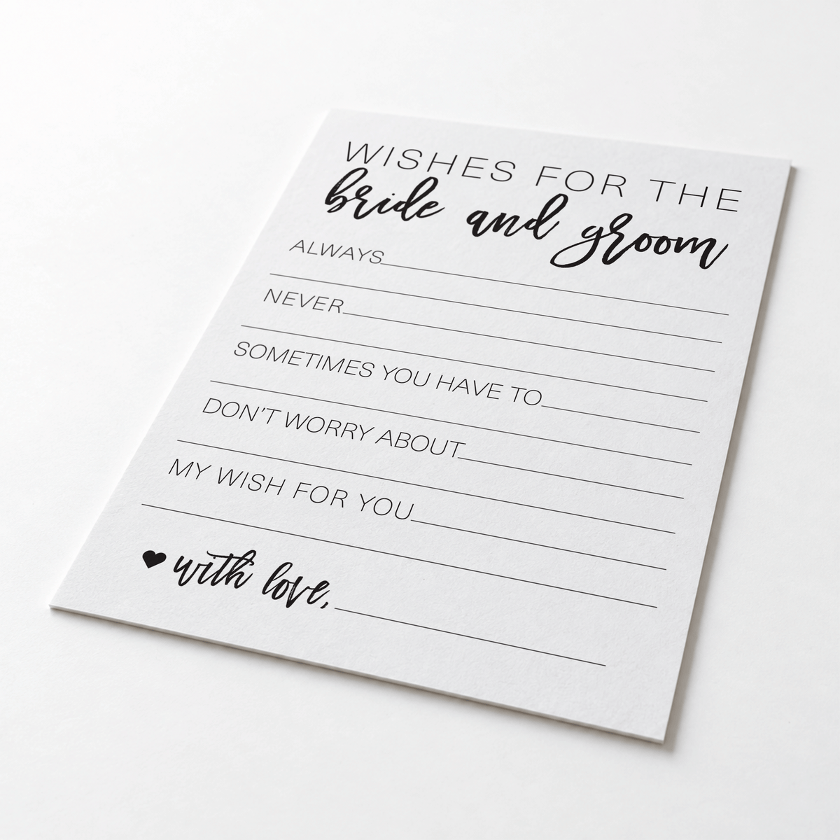 Wishes for the Bride and Groom Bridal Shower Activity