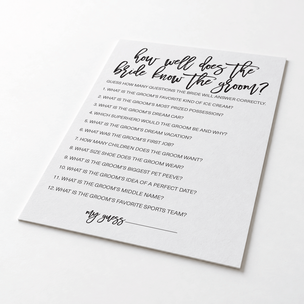 How Well Does The Bride Know The Groom Bridal Shower Game