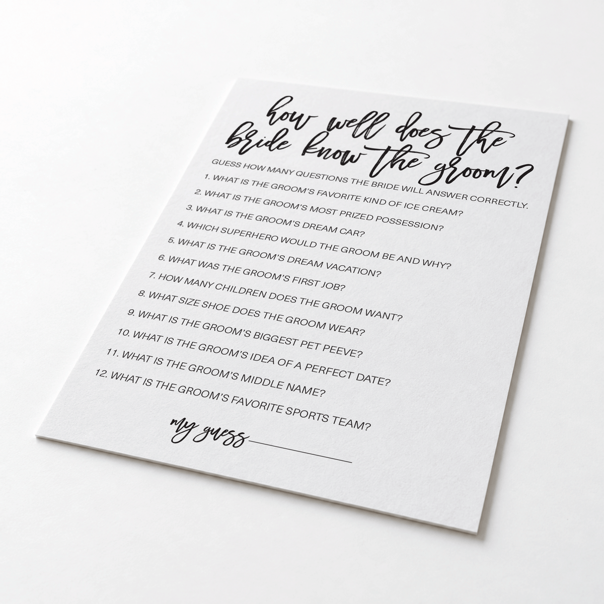 How Well Does The Bride Know The Groom Bridal Shower Game