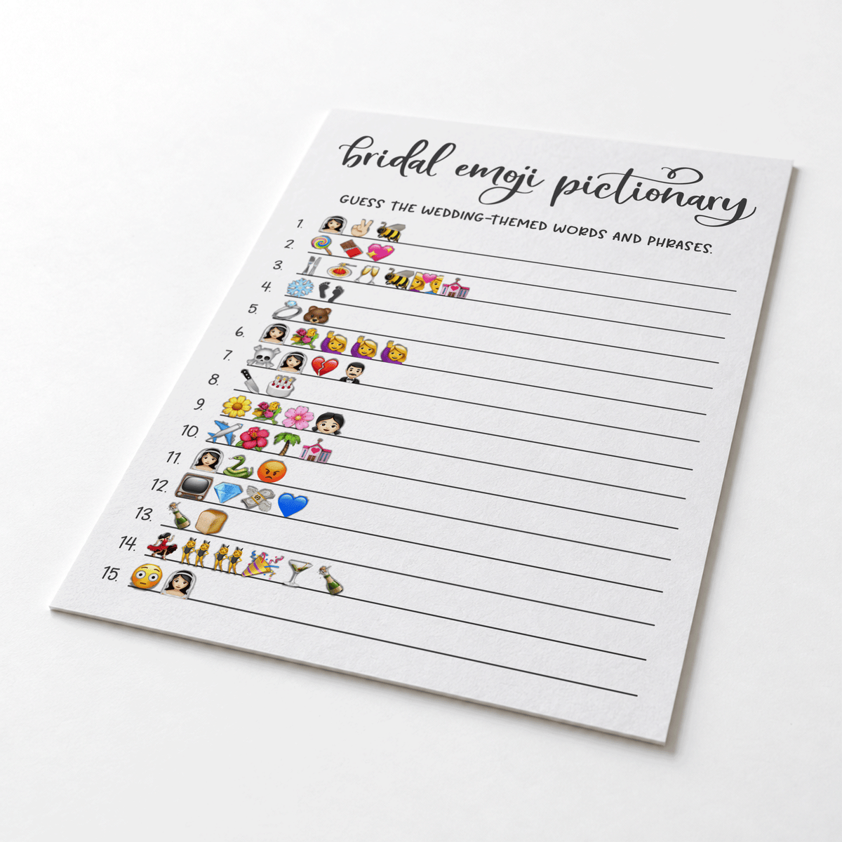 Bridal Emoji Pictionary Bridal Shower Game