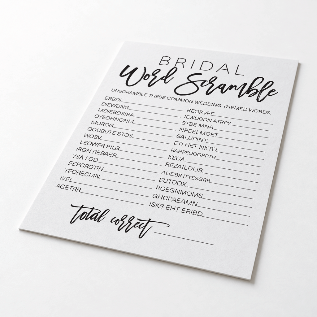 Bridal Word Scramble Bridal Shower Game