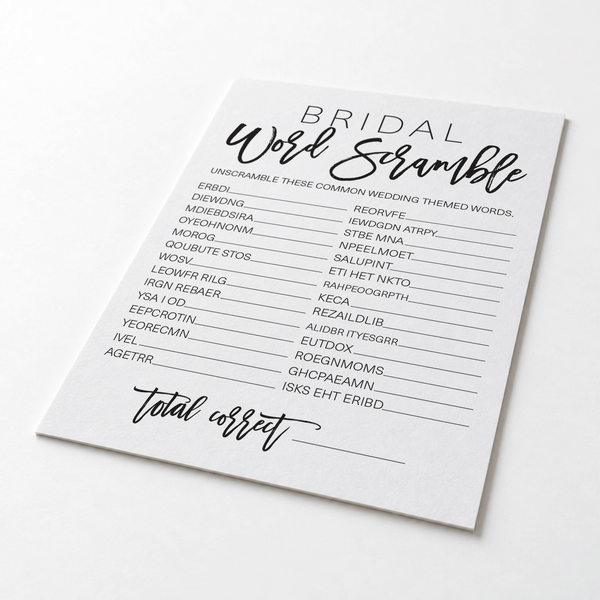 Bridal Word Scramble Bridal Shower Game