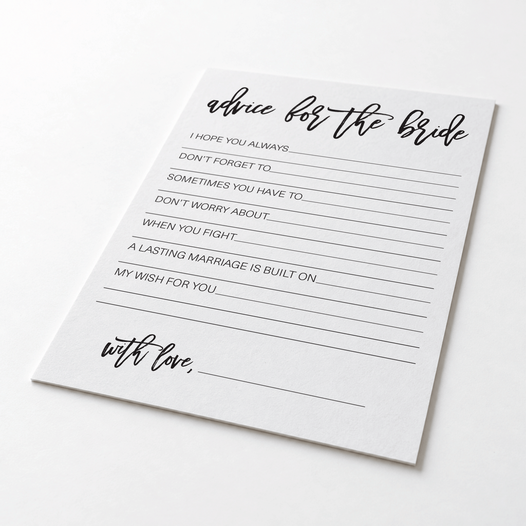 Advice for the Bride Bridal Shower Activity