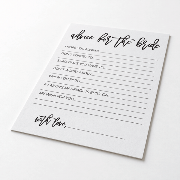 Advice for the Bride Bridal Shower Activity