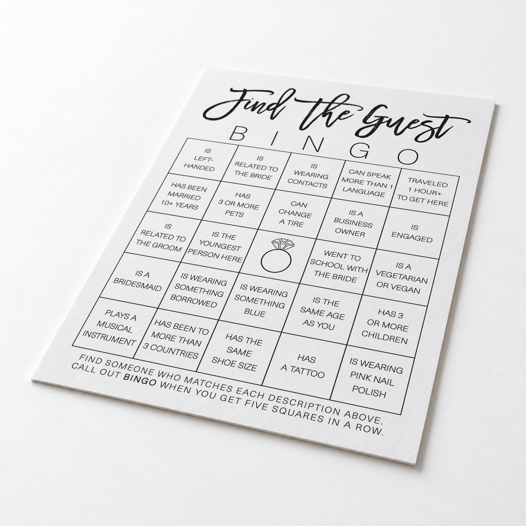 Find the Guest Bingo Bridal Shower Game