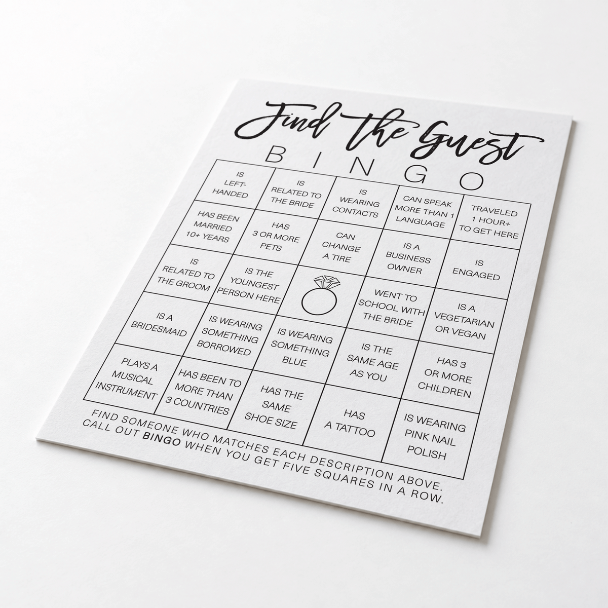 Find the Guest Bingo Bridal Shower Game