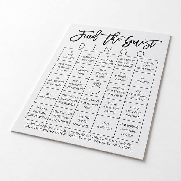 Find the Guest Bingo Bridal Shower Game