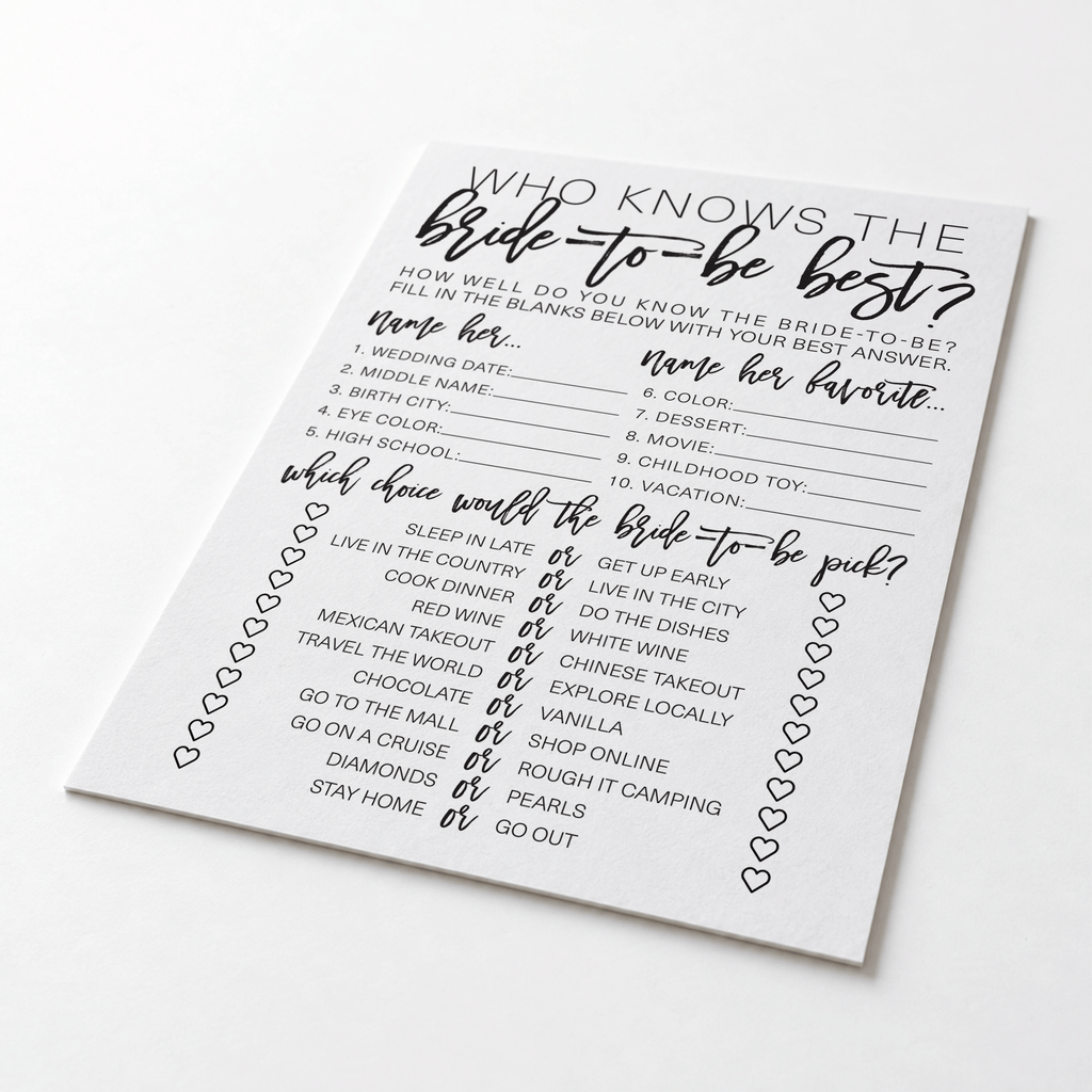 Who Knows The Bride-To-Be Best Bridal Shower Game