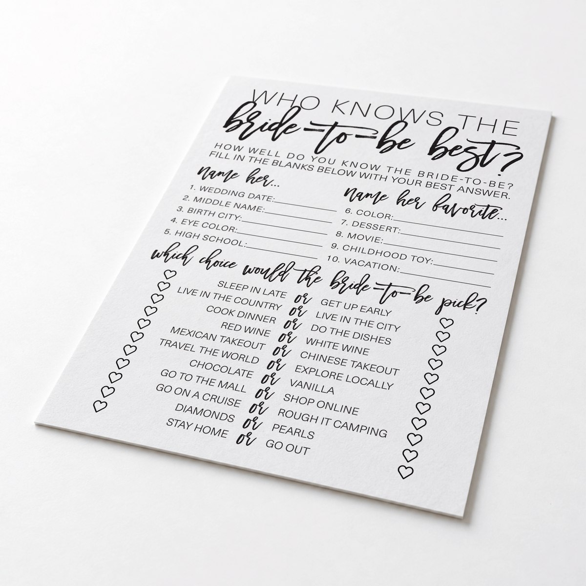 Who Knows The Bride-To-Be Best Bridal Shower Game