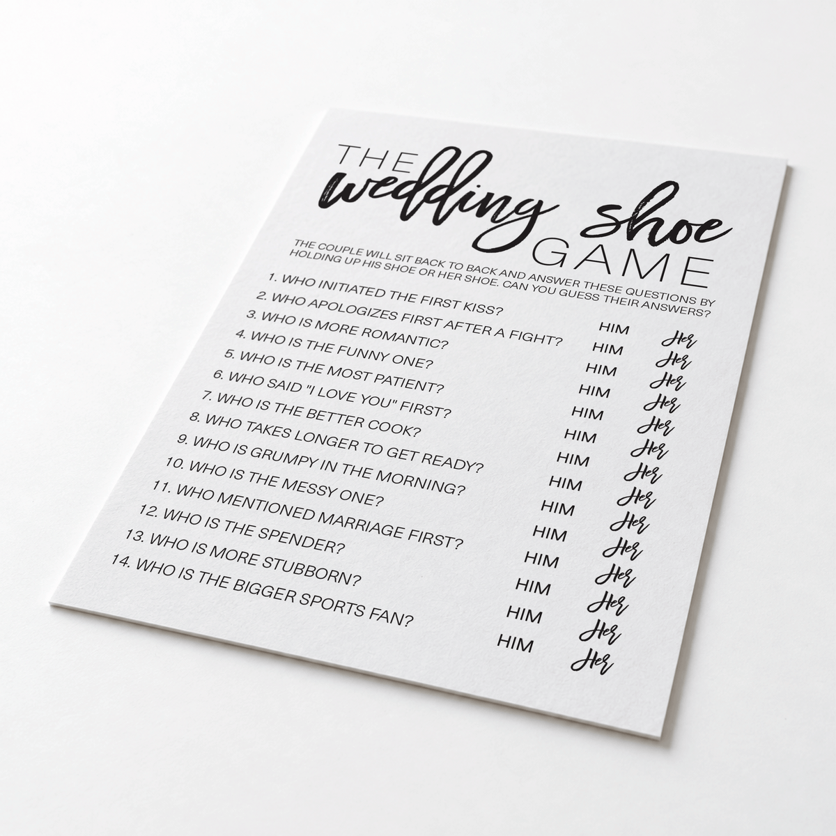 Wedding Shoe Bridal Shower Game