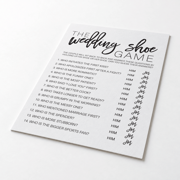 Wedding Shoe Bridal Shower Game
