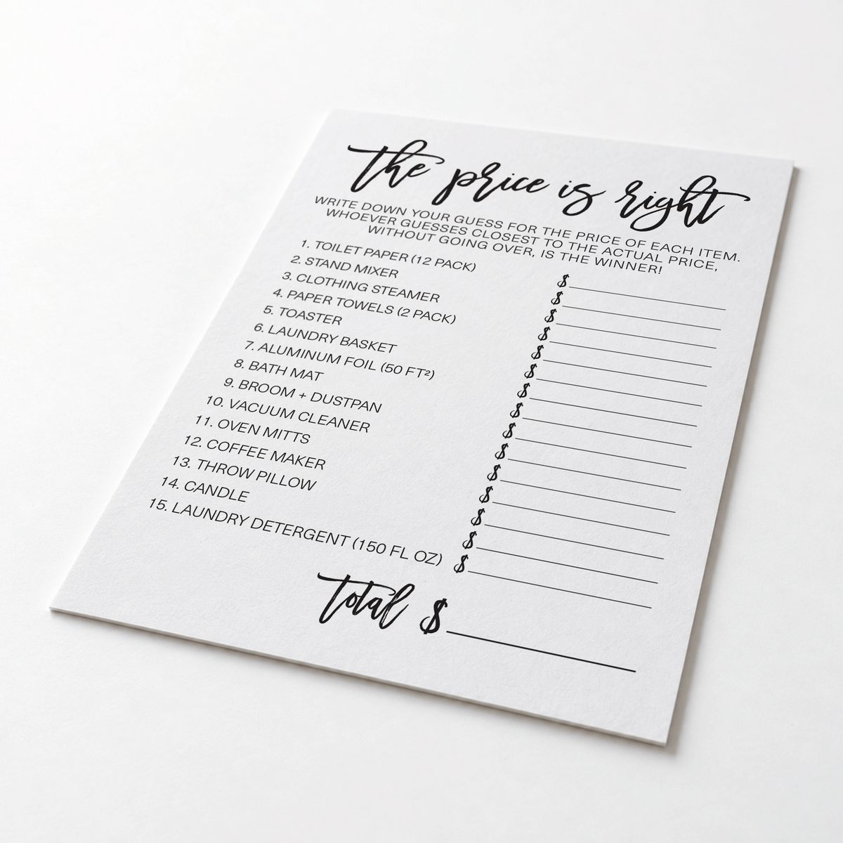 The Price Is Right Bridal Shower Game