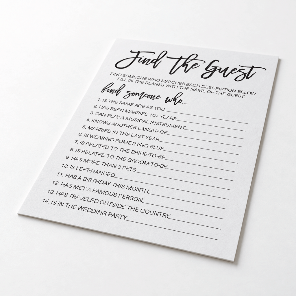 Find The Guest Bridal Shower Game