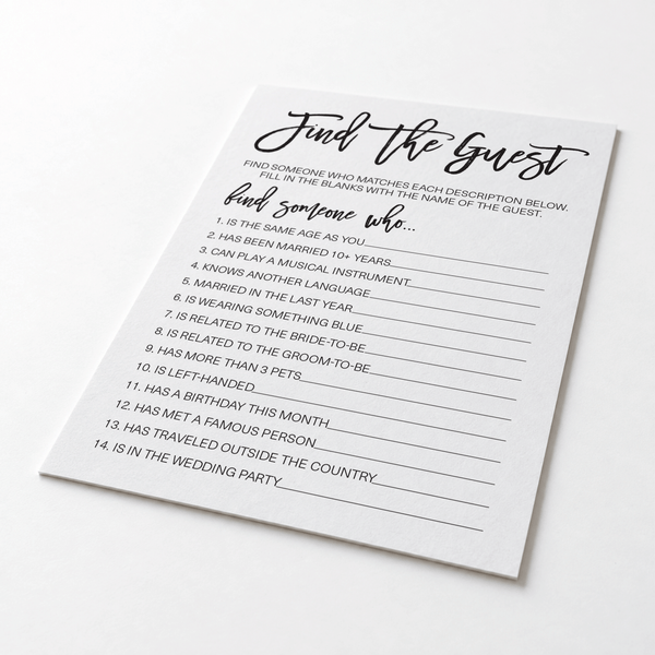 Find The Guest Bridal Shower Game