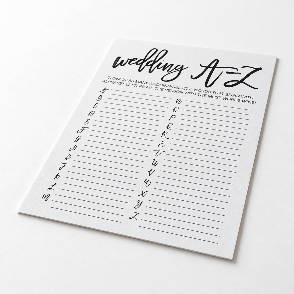 Wedding A-Z Bridal Shower Game