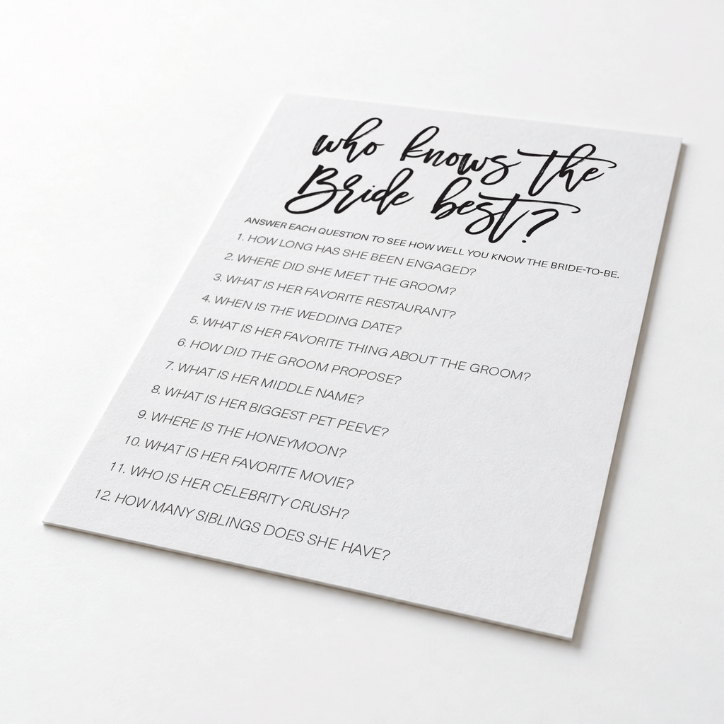 Who Knows The Bride Best Bridal Shower Game