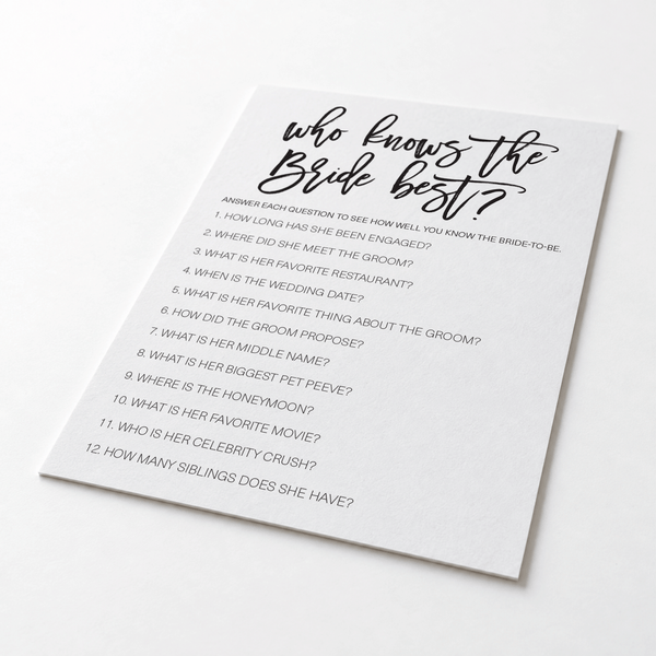 Who Knows The Bride Best Bridal Shower Game