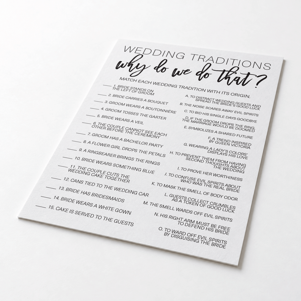Wedding Traditions Bridal Shower Game