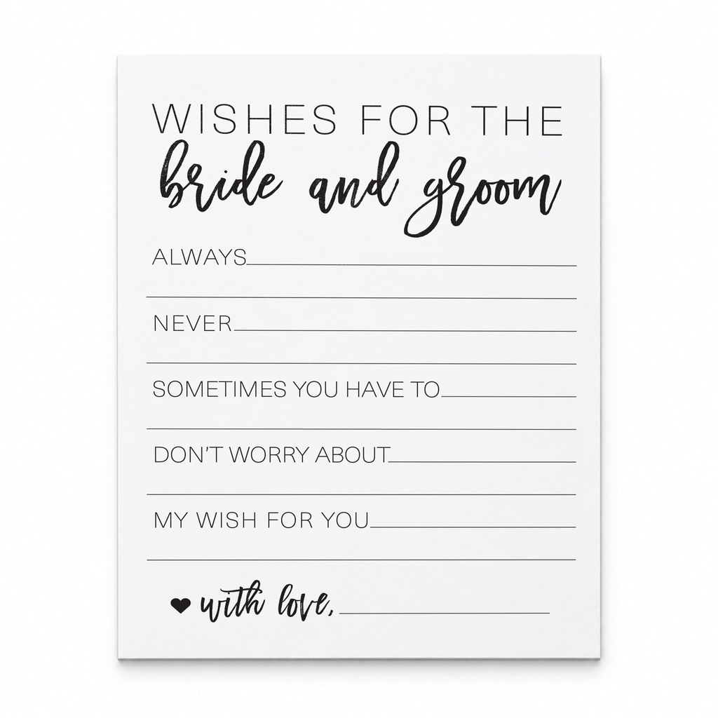 Wishes for the Bride and Groom Bridal Shower Activity