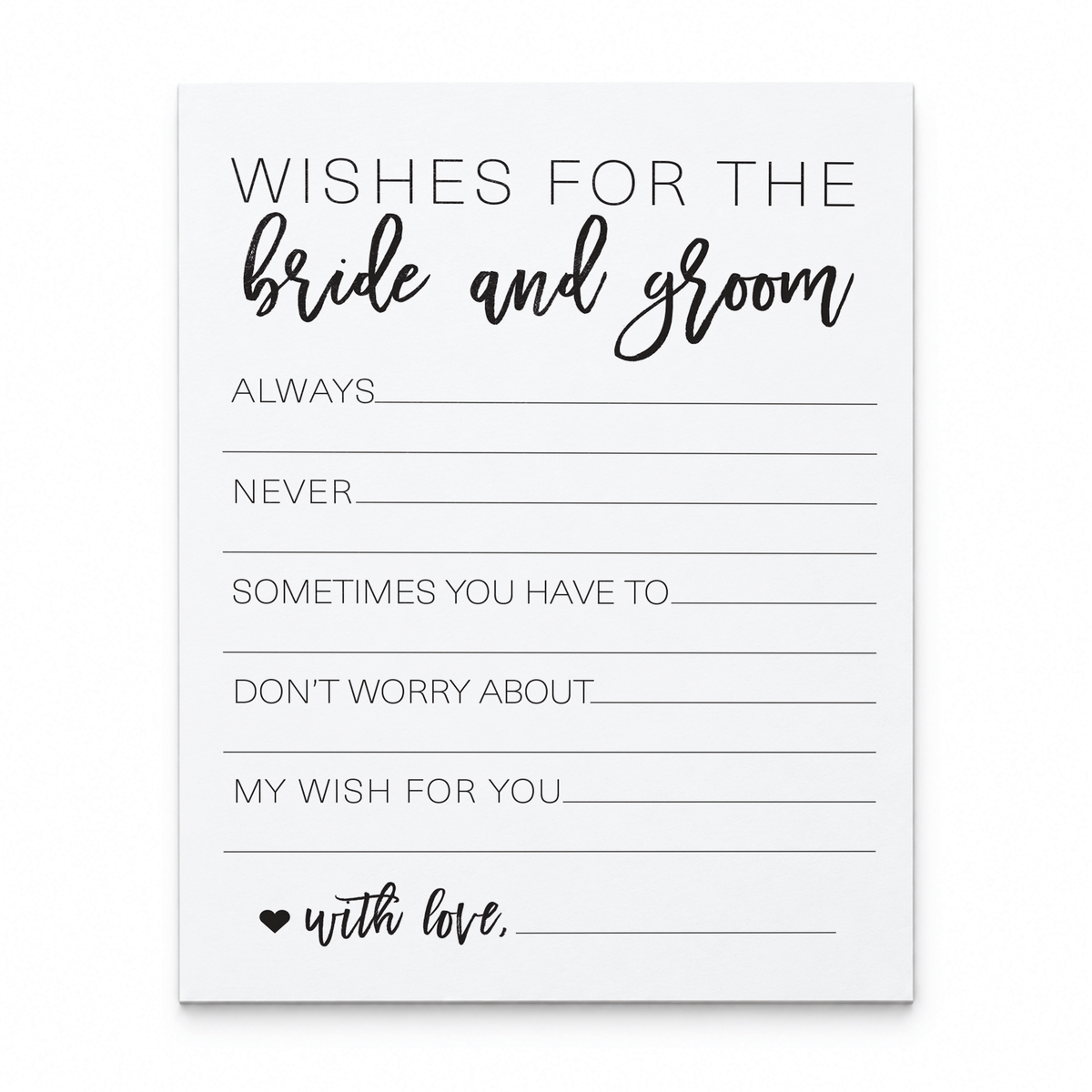 Wishes for the Bride and Groom Bridal Shower Activity
