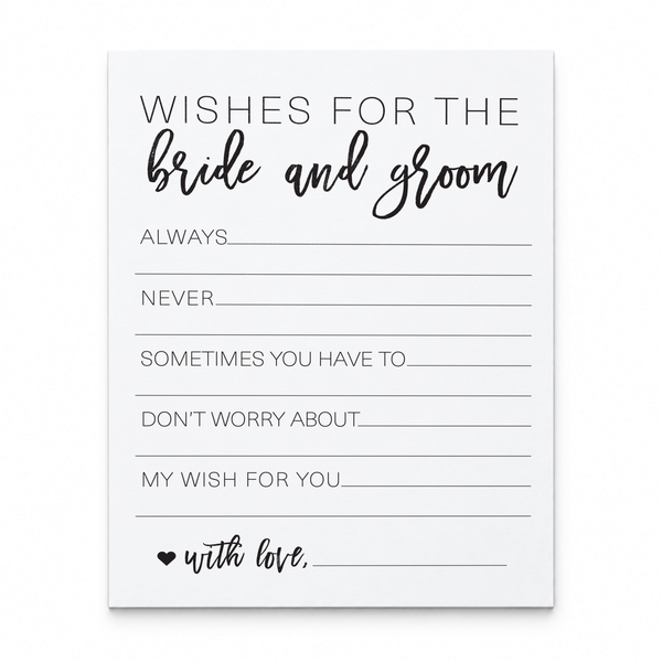 Wishes for the Bride and Groom Bridal Shower Activity