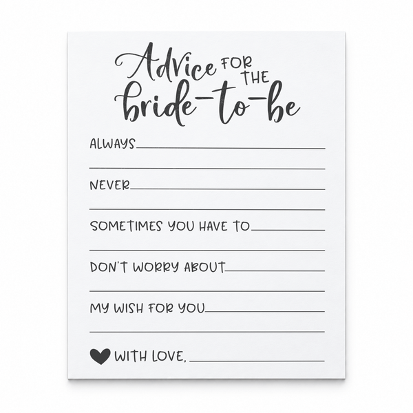 Advice for the Bride Bridal Shower Activity