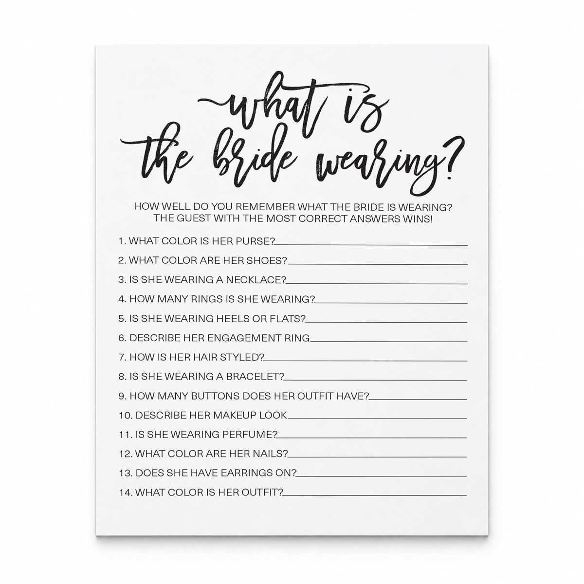 What Is The Bride Wearing Bridal Shower Game