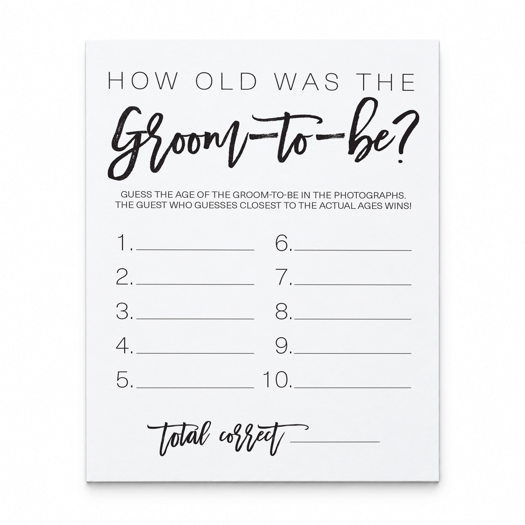 How Old was the Groom-to-be Bridal Shower Game
