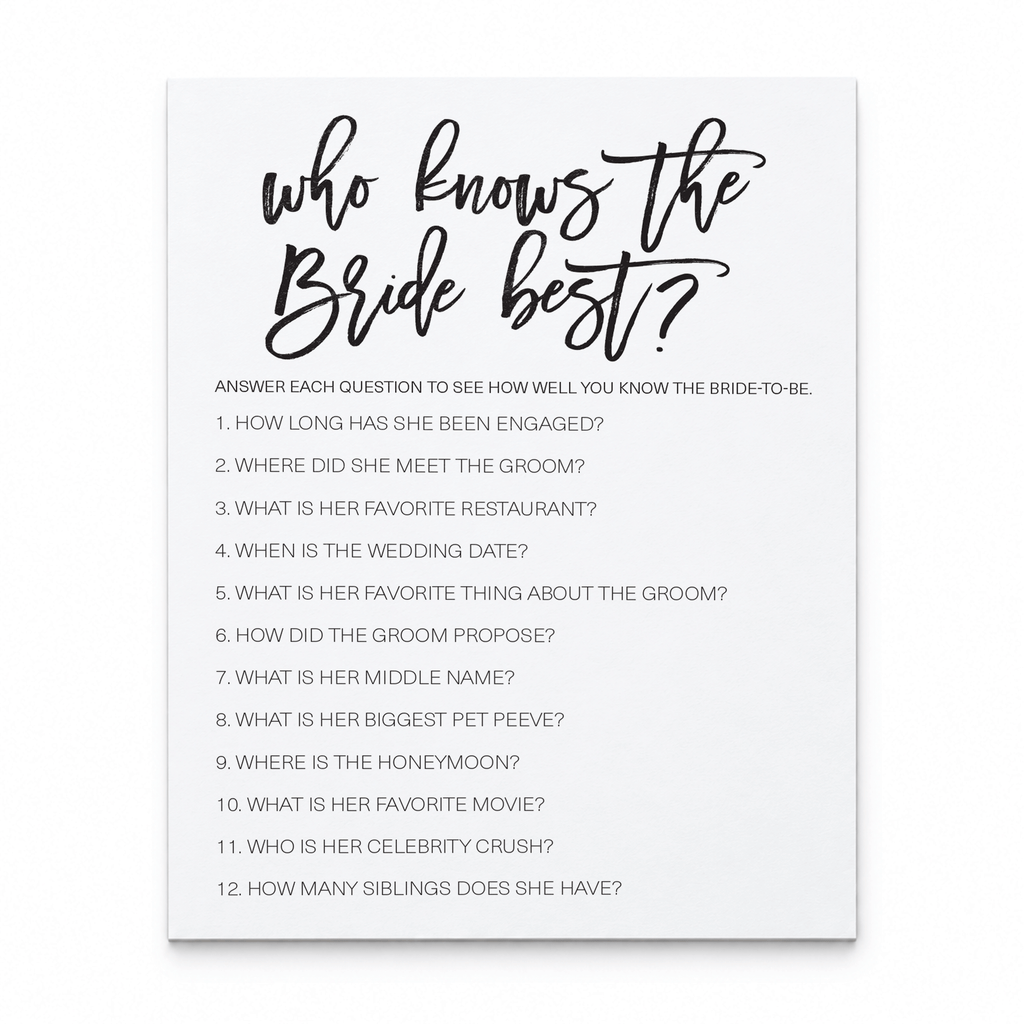 Who Knows The Bride Best Bridal Shower Game