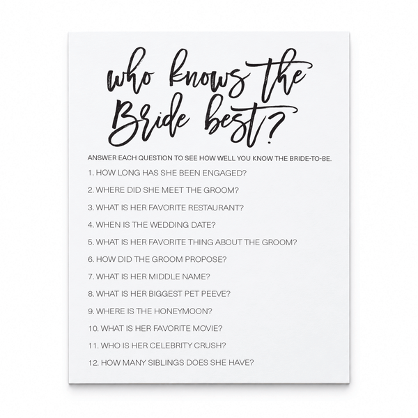 Who Knows The Bride Best Bridal Shower Game