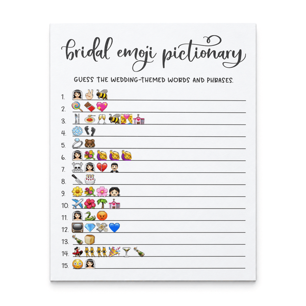 Bridal Emoji Pictionary Bridal Shower Game
