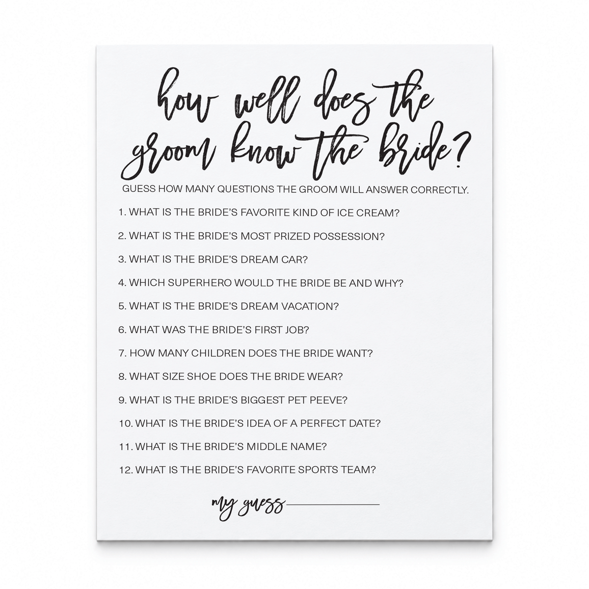 How Well Does The Groom Know The Bride Bridal Shower Game